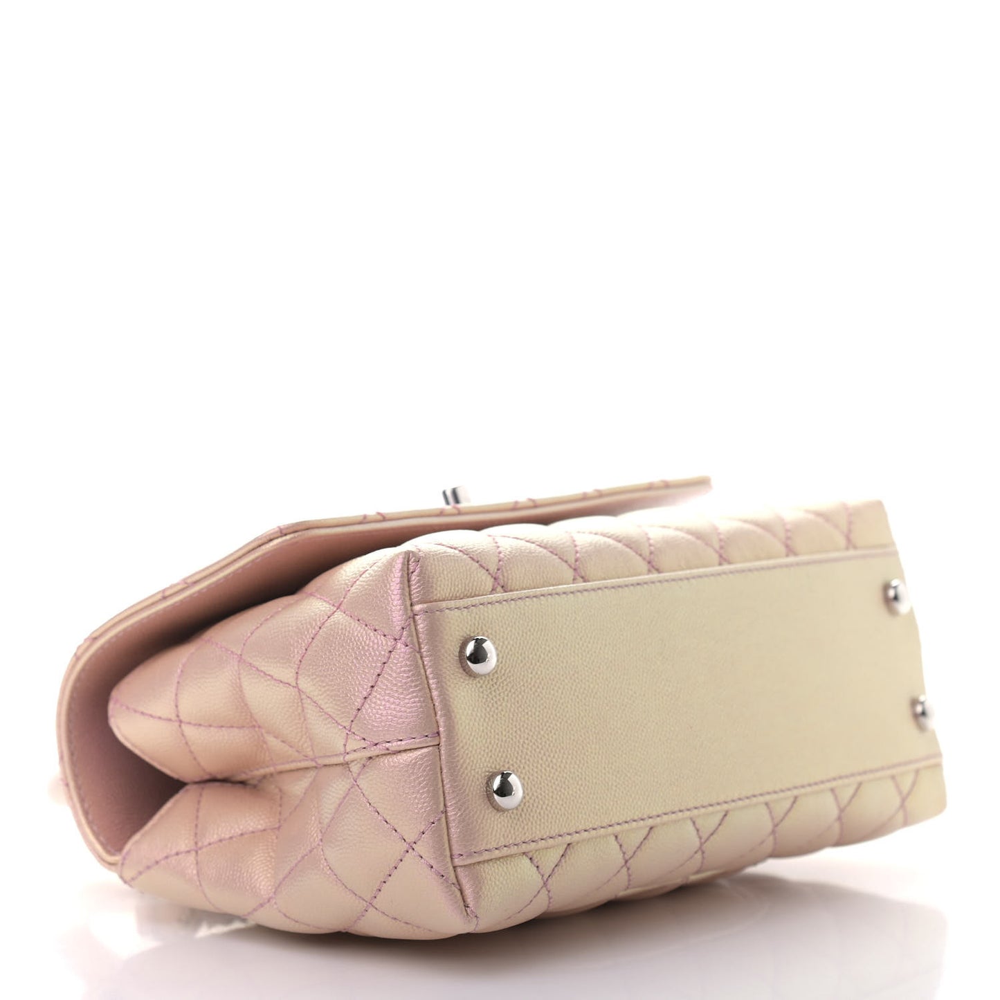 Iridescent Caviar Quilted Mini Coco Handle Flap Pink