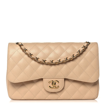 Chanel Caviar Quilted Jumbo Double Flap Beige Clair 1 of 9
