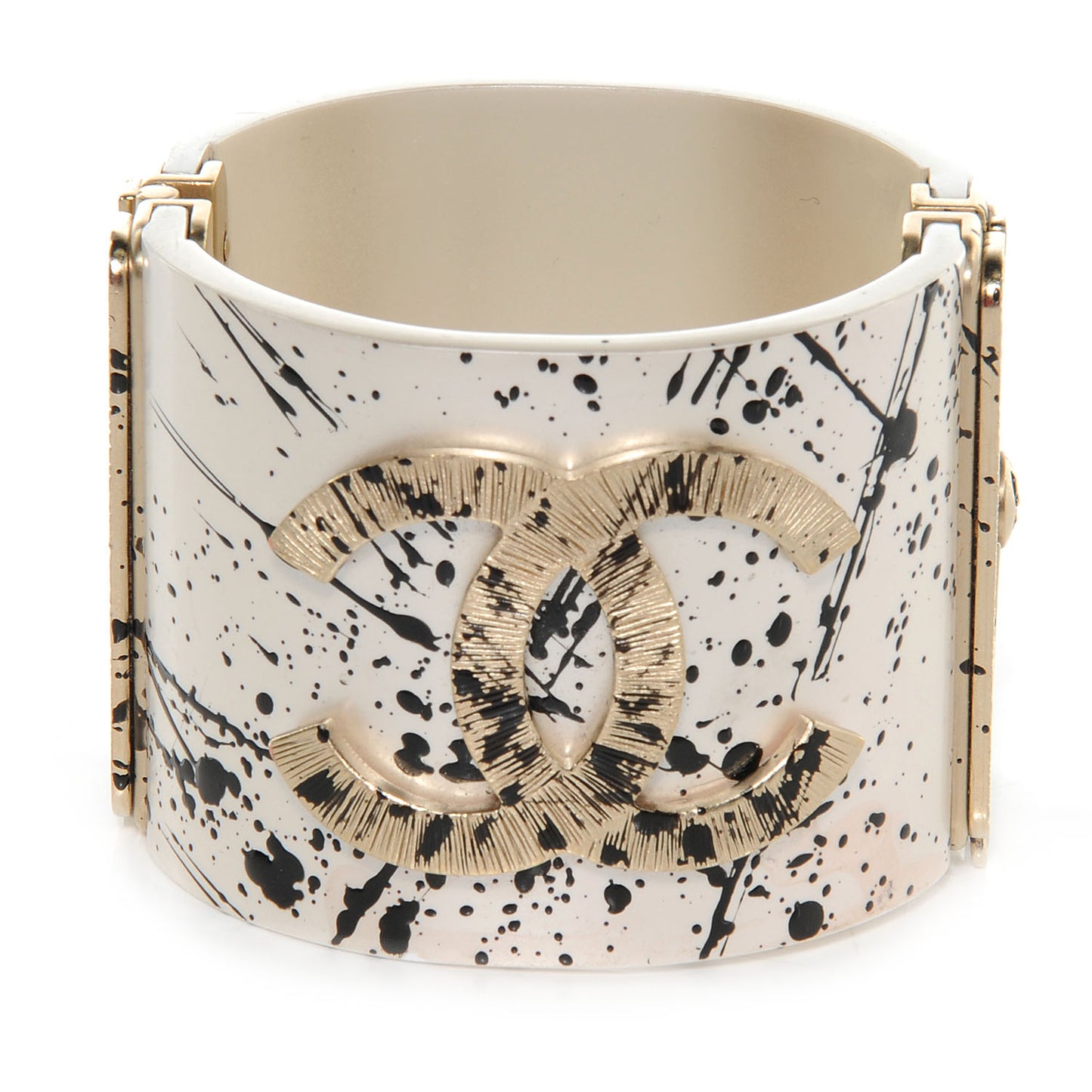 Matte Jackson Pollock Splattered Paint Cuff Ivory CC
