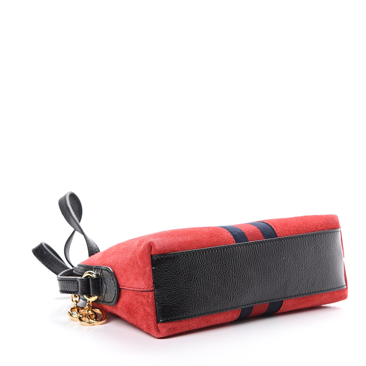 Suede Patent Web GG Small Ophidia Dome Shoulder Bag Hibiscus Red