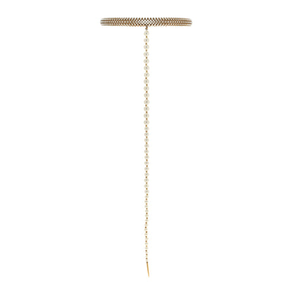 Christian Dior Pearl Metal Long Lariat Necklace Gold 3 of 9