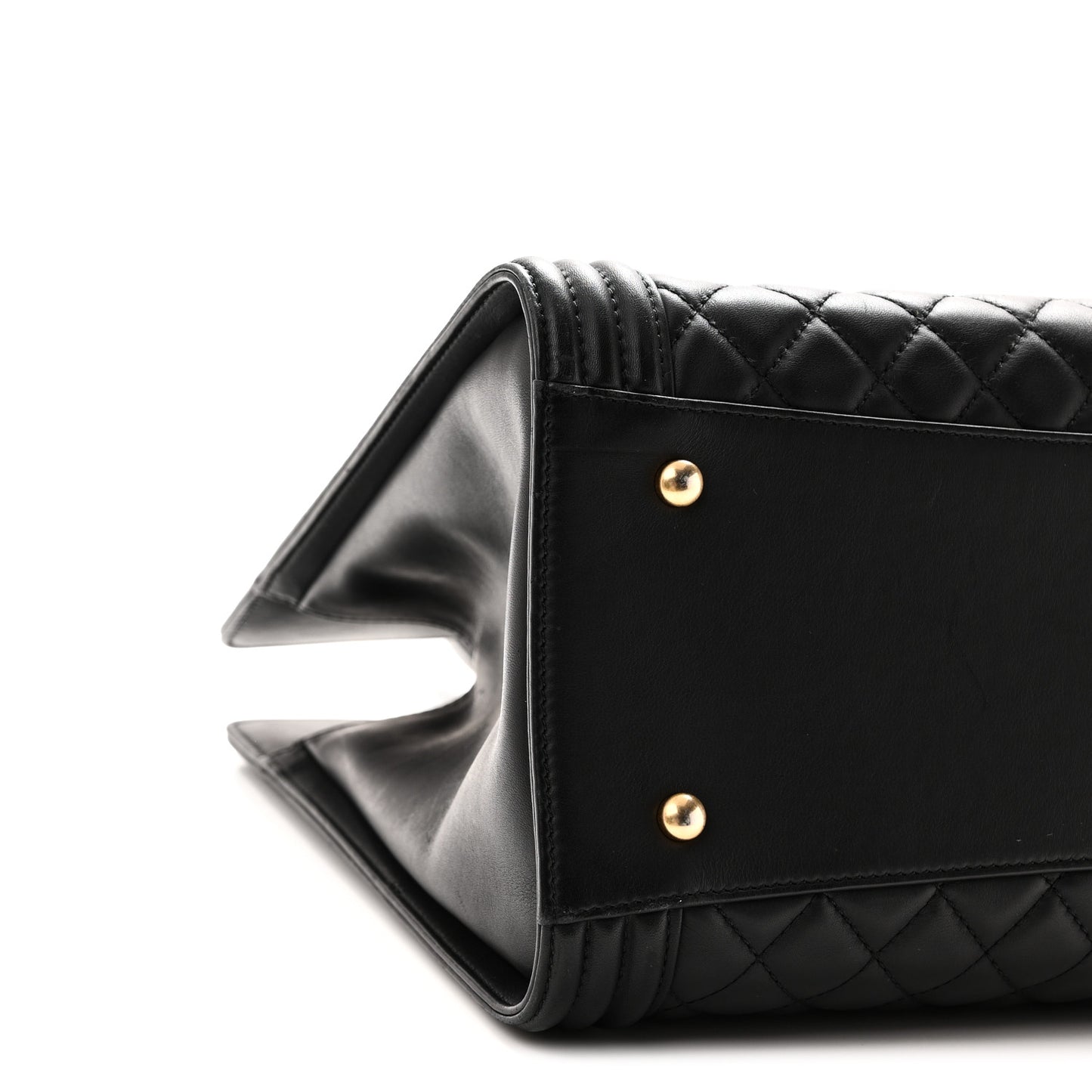 Calfskin Quilted Boy Shopping Tote Black
