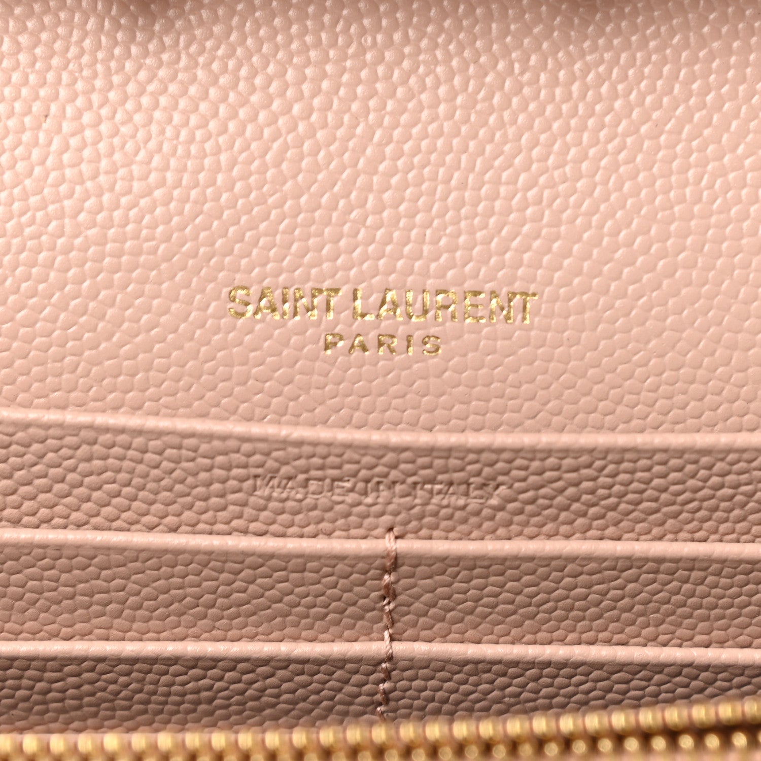 Saint Laurent Grain De Poudre Matelasse Chevron Monogram Chain Wallet Pale Pink 5 of 11