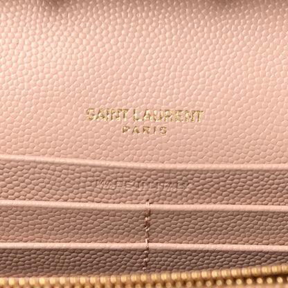 Saint Laurent Grain De Poudre Matelasse Chevron Monogram Chain Wallet Pale Pink 5 of 11