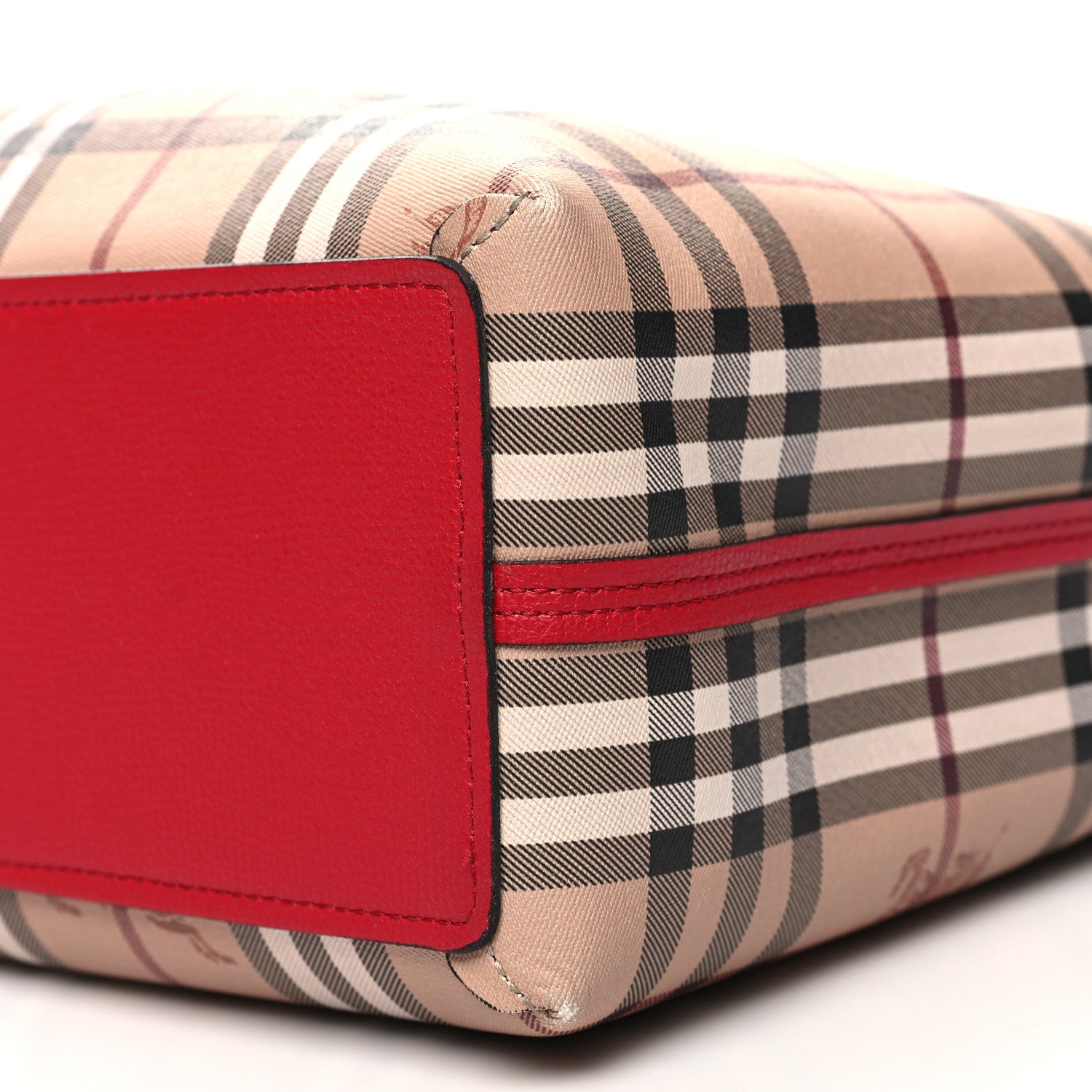 Burberry Haymarket Check Small Reversible Tote Poppy Red 15 of 15