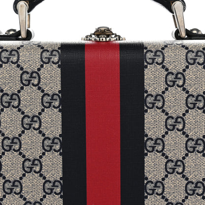 Gucci GG Supreme Monogram Web Savoy Medium Top Handle Beauty Case Beige Blue 7 of 9