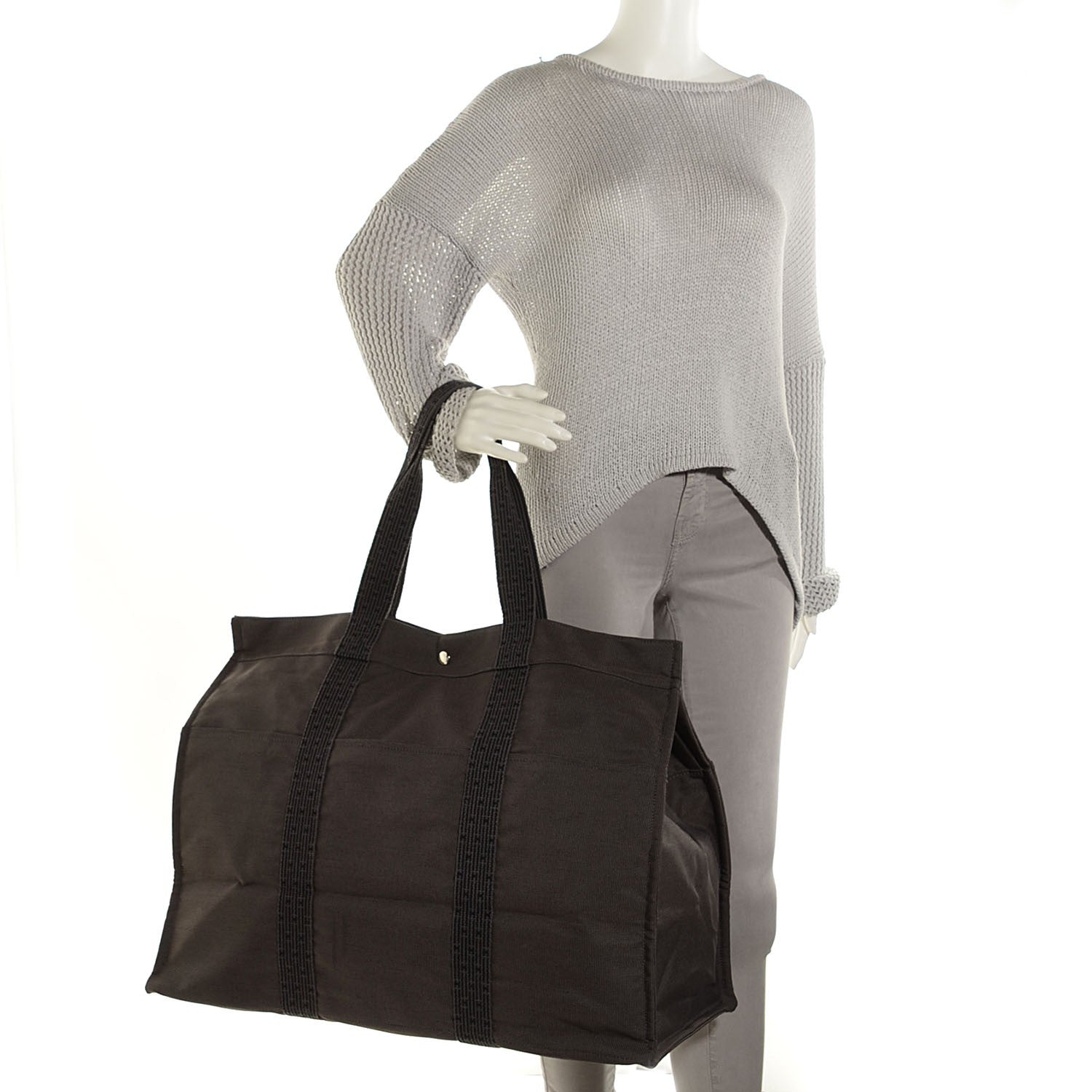 Hermes Canvas Herline Tote TGM 2 of 11