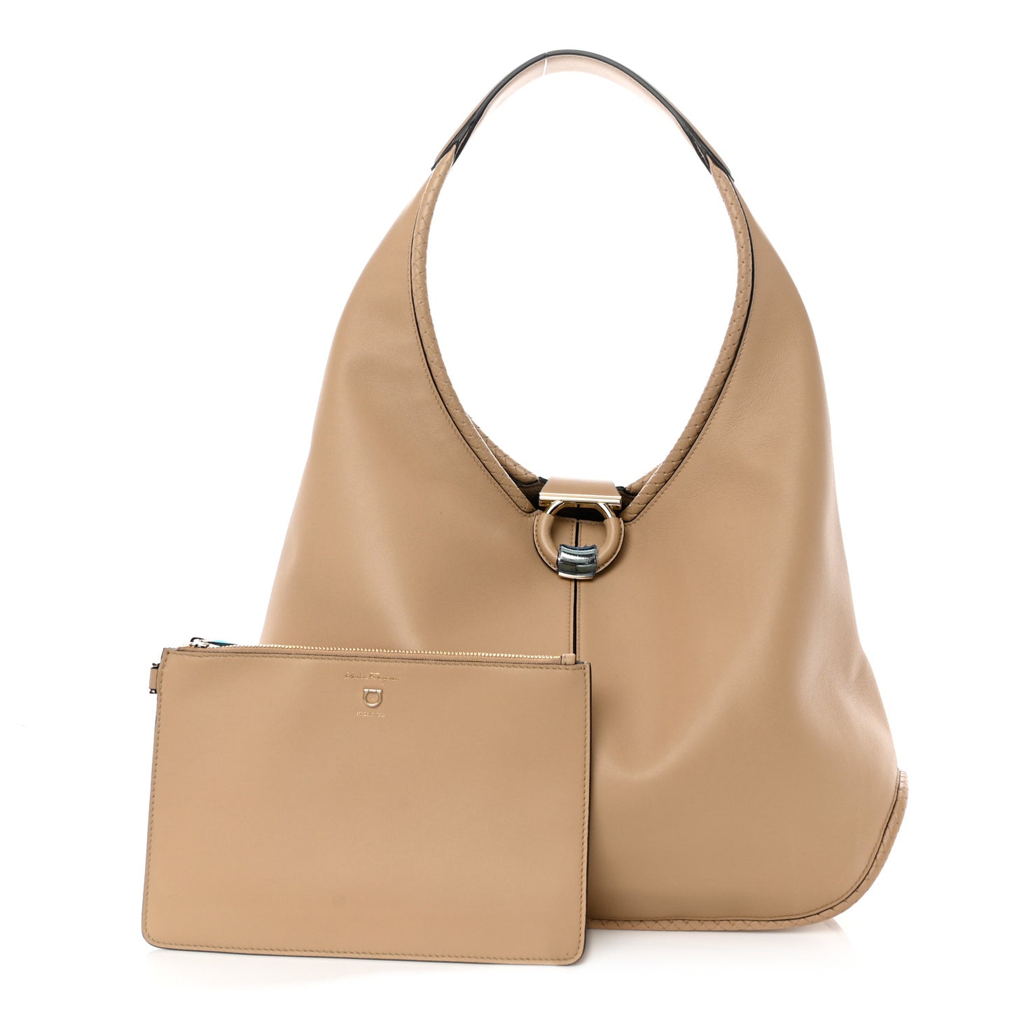 Calfskin Gancini Hobo Beige