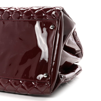 Chanel Patent Quilted Maxi Just Mademoiselle Bowling Bag Burgundy 10 of 10