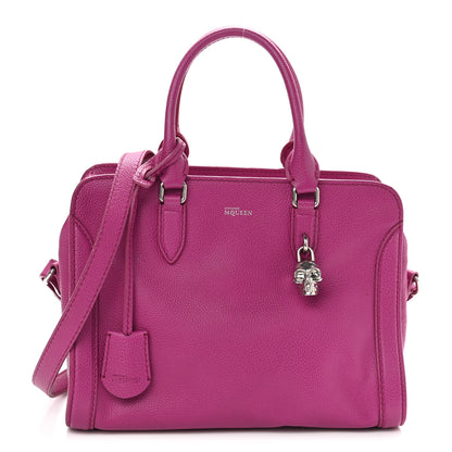Alexander McQueen Pebbled Calfskin Small Skull Padlock Zip Around Tote Bouganville 1 of 11