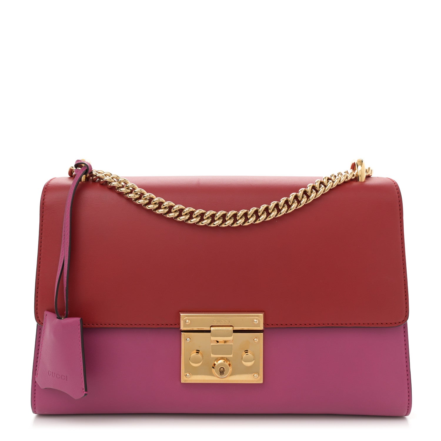 Gucci Moon Calfskin Bi-Color Medium Padlock Shoulder Bag New Rosette Hibiscus Red 1 of 13