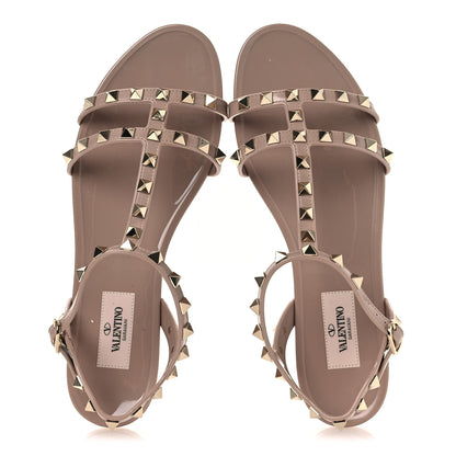 Valentino Garavani PVC Jelly Rockstud Caged Sandals 38 Poudre 2 of 11