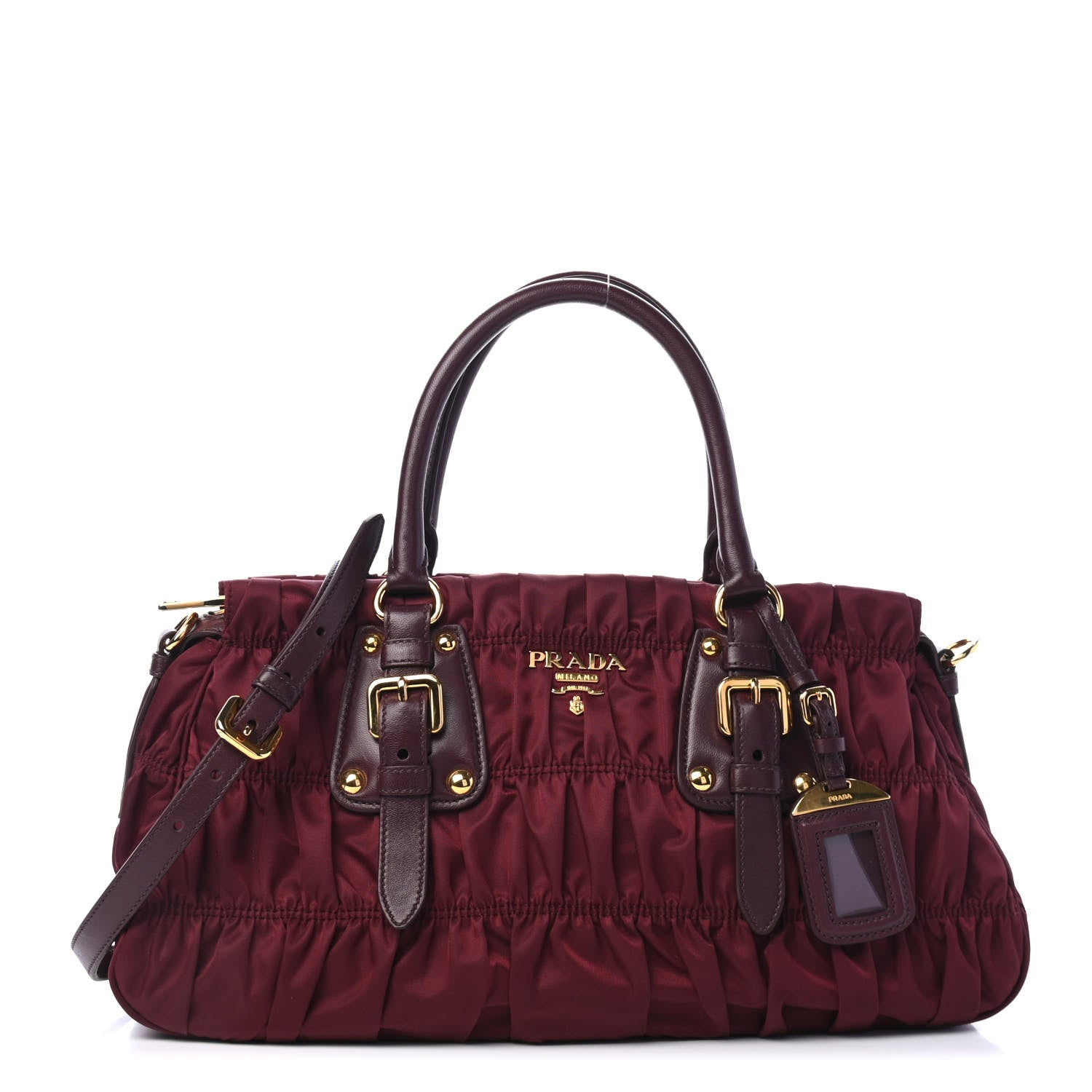 Prada Tessuto Nylon Nappa Gaufre Shopping Satchel Granato 1 of 4