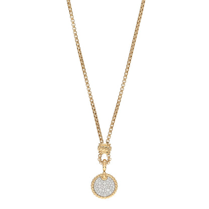 David Yurman 18K Yellow Gold Diamond Elements Disc Pave Pendant Necklace 1 of 4