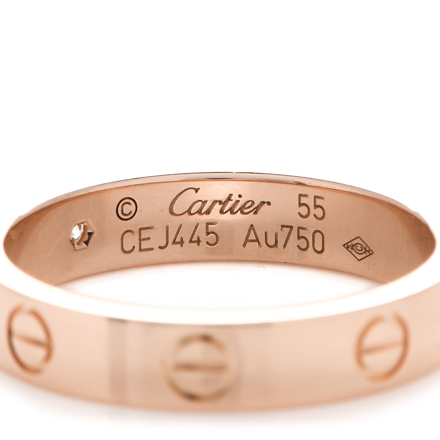 Cartier 18K Pink Gold Diamond 4mm LOVE Wedding Band Ring 55 7.25 4 of 5