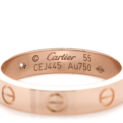 Cartier 18K Pink Gold Diamond 4mm LOVE Wedding Band Ring 55 7.25 4 of 5