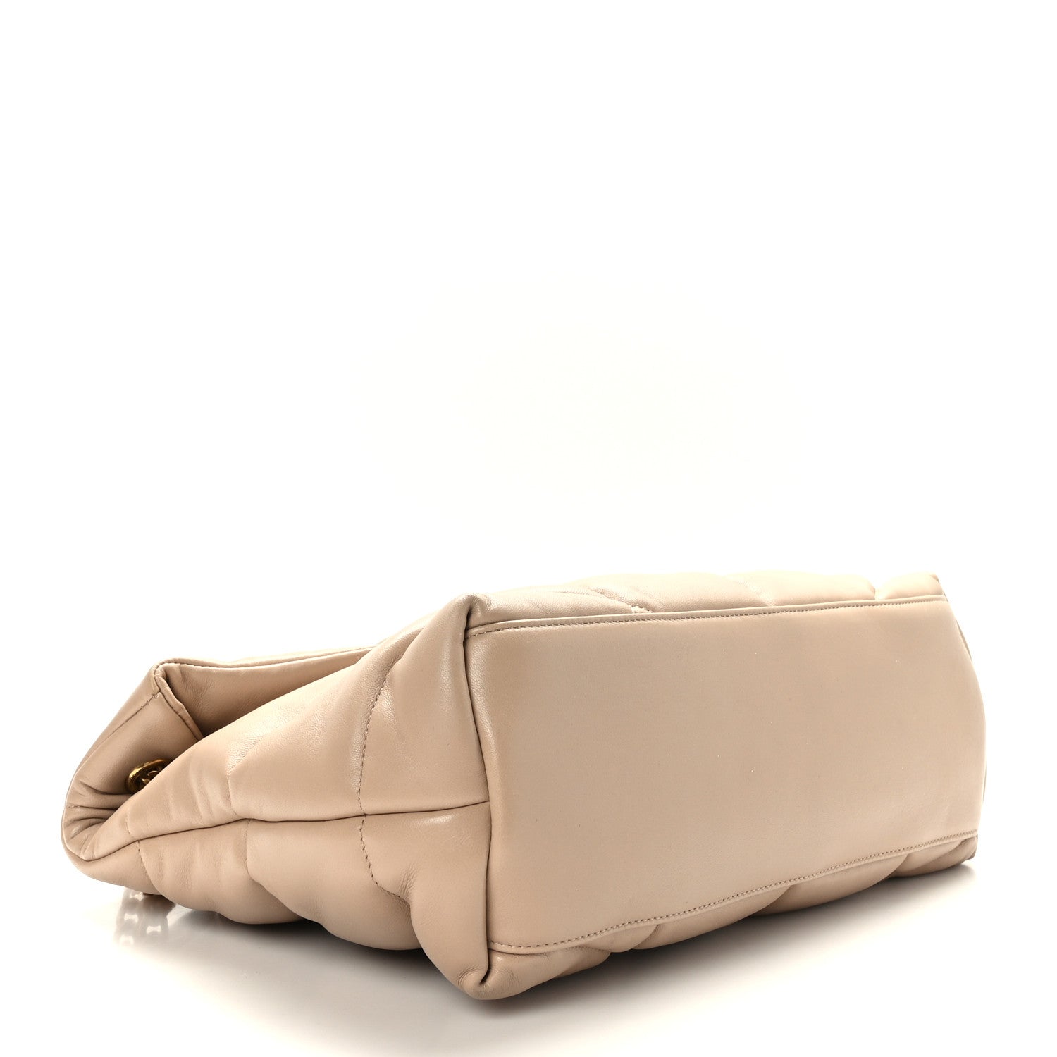 Saint Laurent Lambskin Quilted Medium Loulou Puffer Monogram Chain Satchel Dark Beige 4 of 9