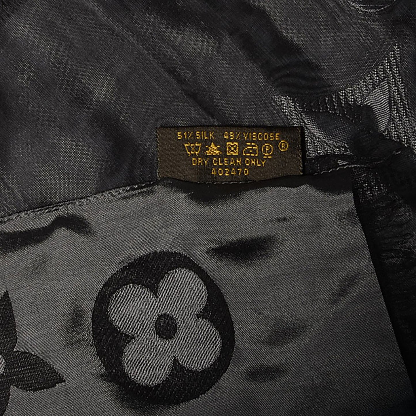 Silk Acetate Monogram St Petersbourg Stole Black Grey