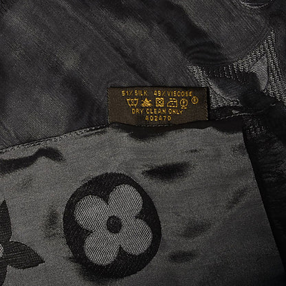 Louis Vuitton Silk Acetate Monogram St Petersbourg Stole Black Grey 6 of 7