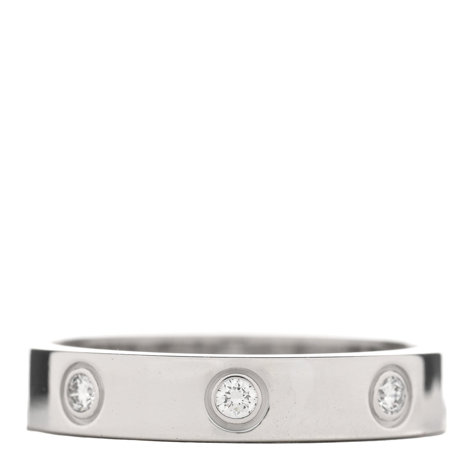 Cartier 18K White Gold 8 Diamond 4mm Wedding Band LOVE Ring 55 7.25 1 of 4