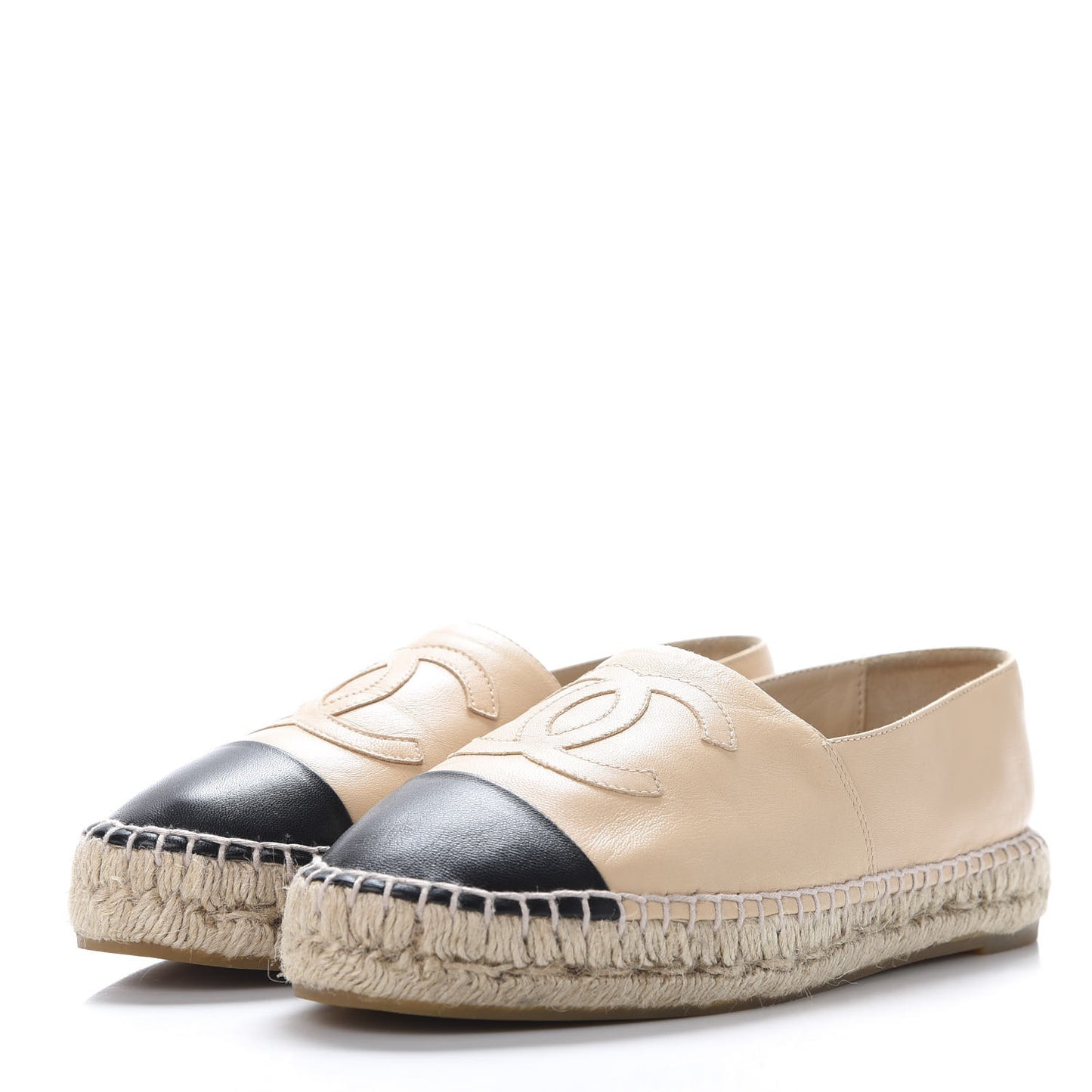 Lambskin CC Espadrilles 38 Beige Black