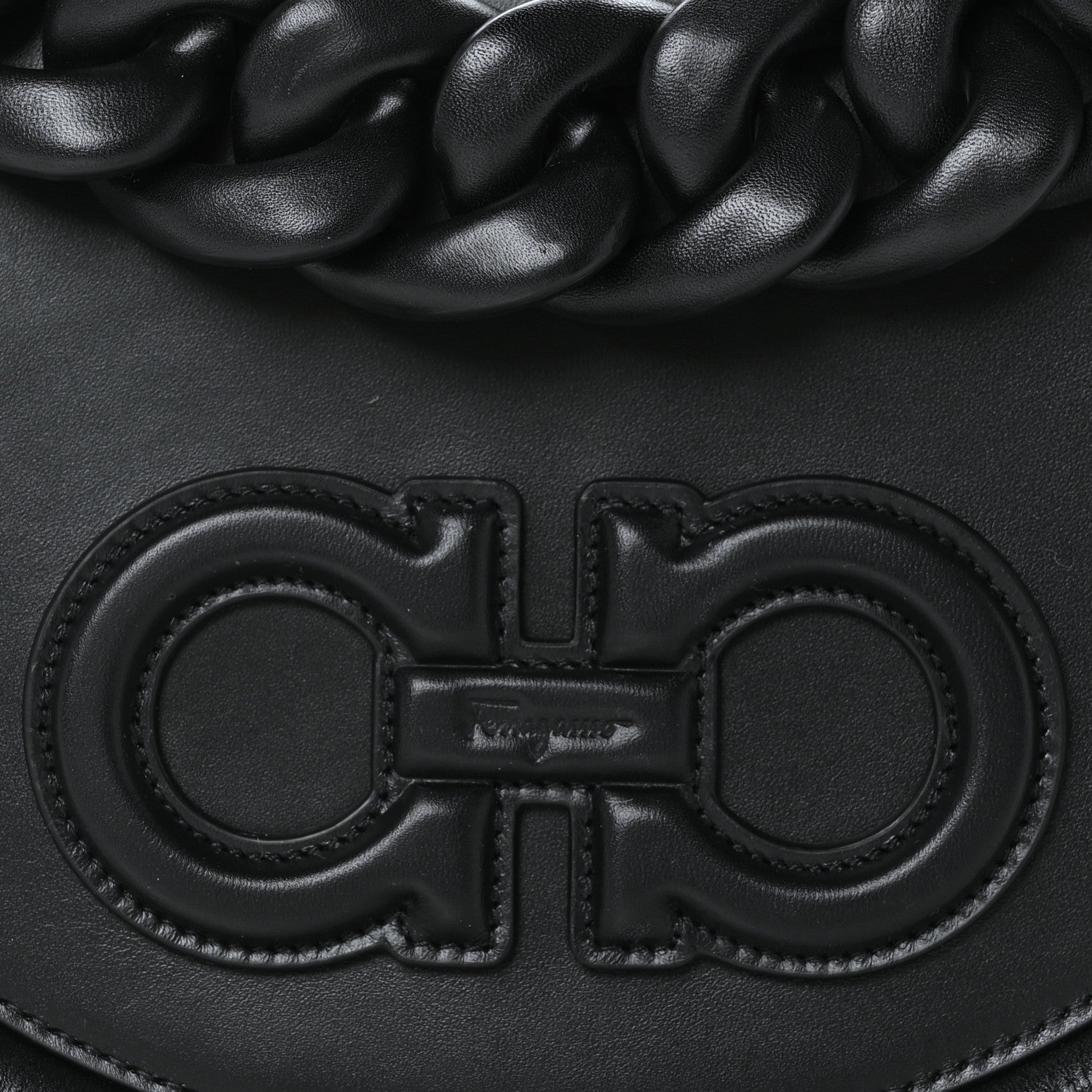 Salvatore Ferragamo Calfskin Aura Shoulder Bag Black 7 of 9