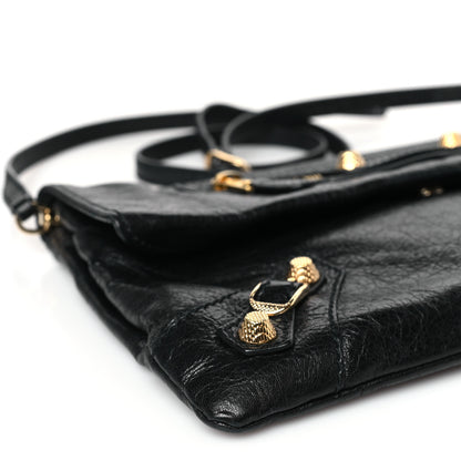 Balenciaga Agneau Giant 12 Gold Hardware Envelope Strap Clutch Black 7 of 8