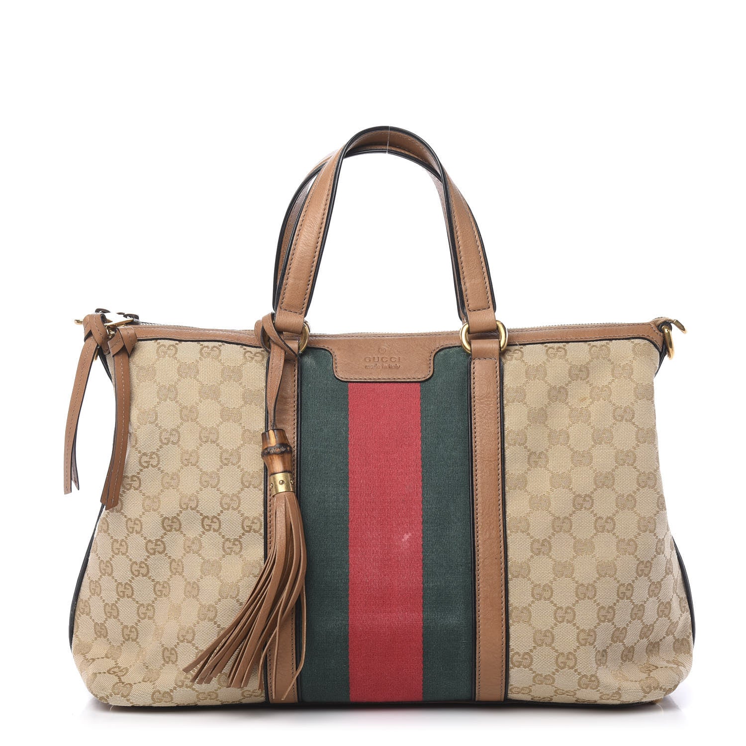 Gucci Monogram Web Medium Rania Top Handle Bag Sand 1 of 18