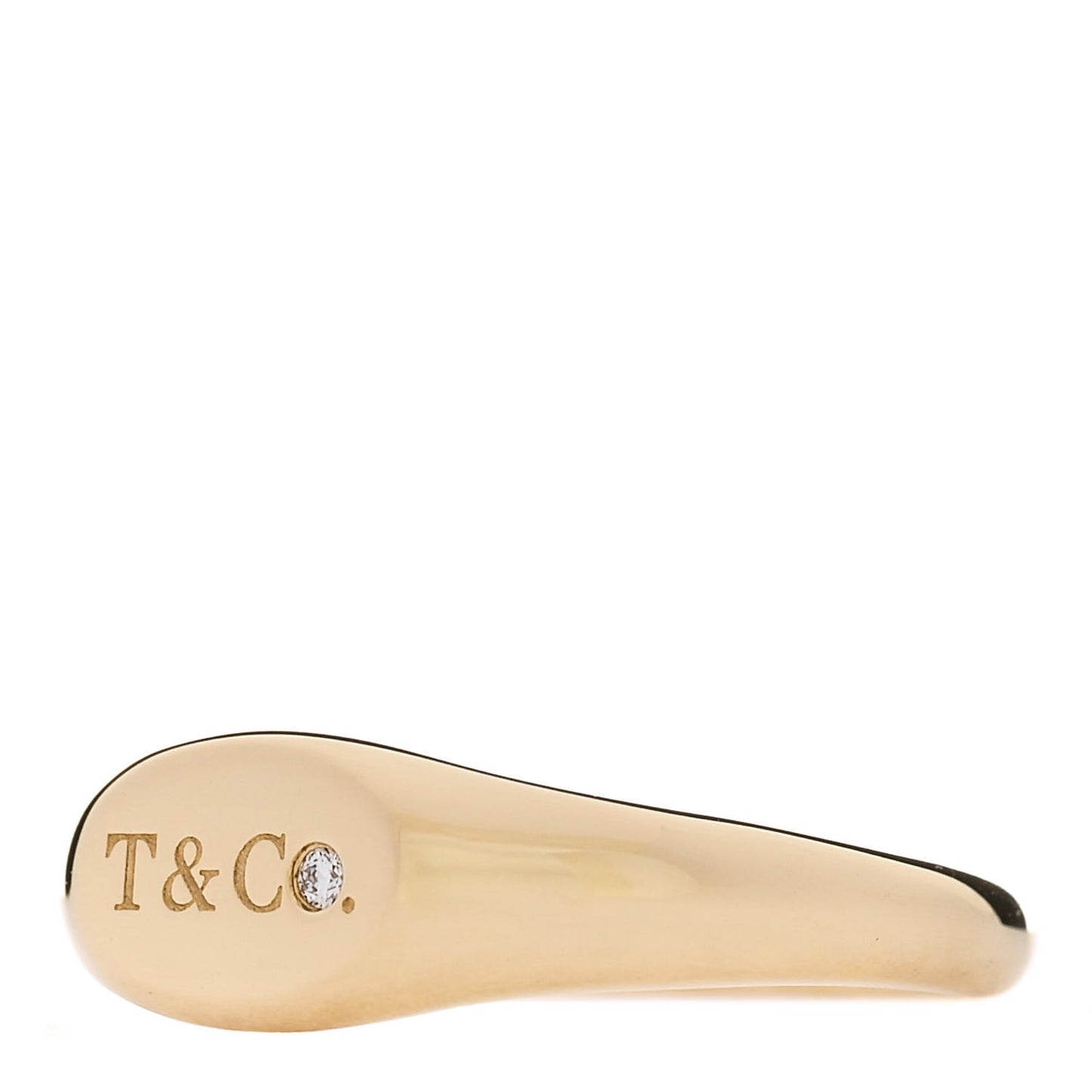 18K Yellow Gold Diamond Micro Oval Signet Ring 50 5.25