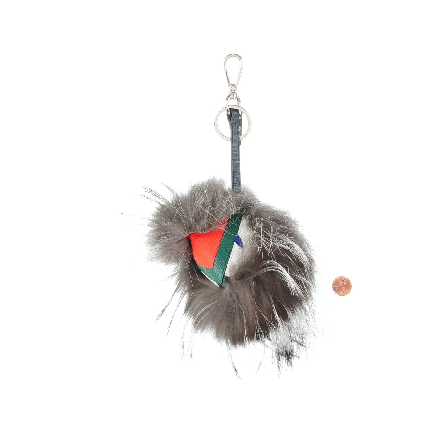 Silver Fox Fur Vitello Elite Monster Bag Bug Cube Charm Multicolor