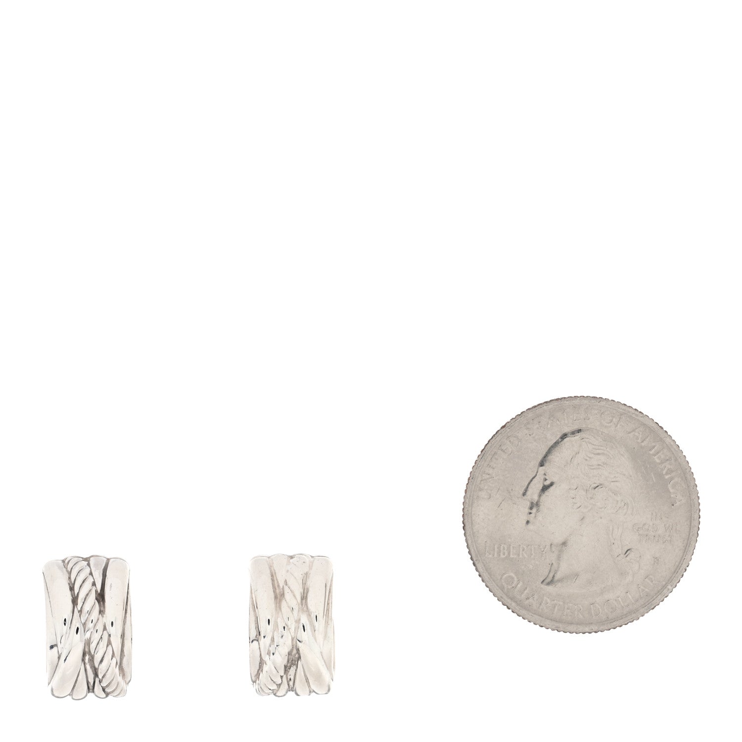 David Yurman Sterling Silver Crossover Huggie Earrings 2 of 4