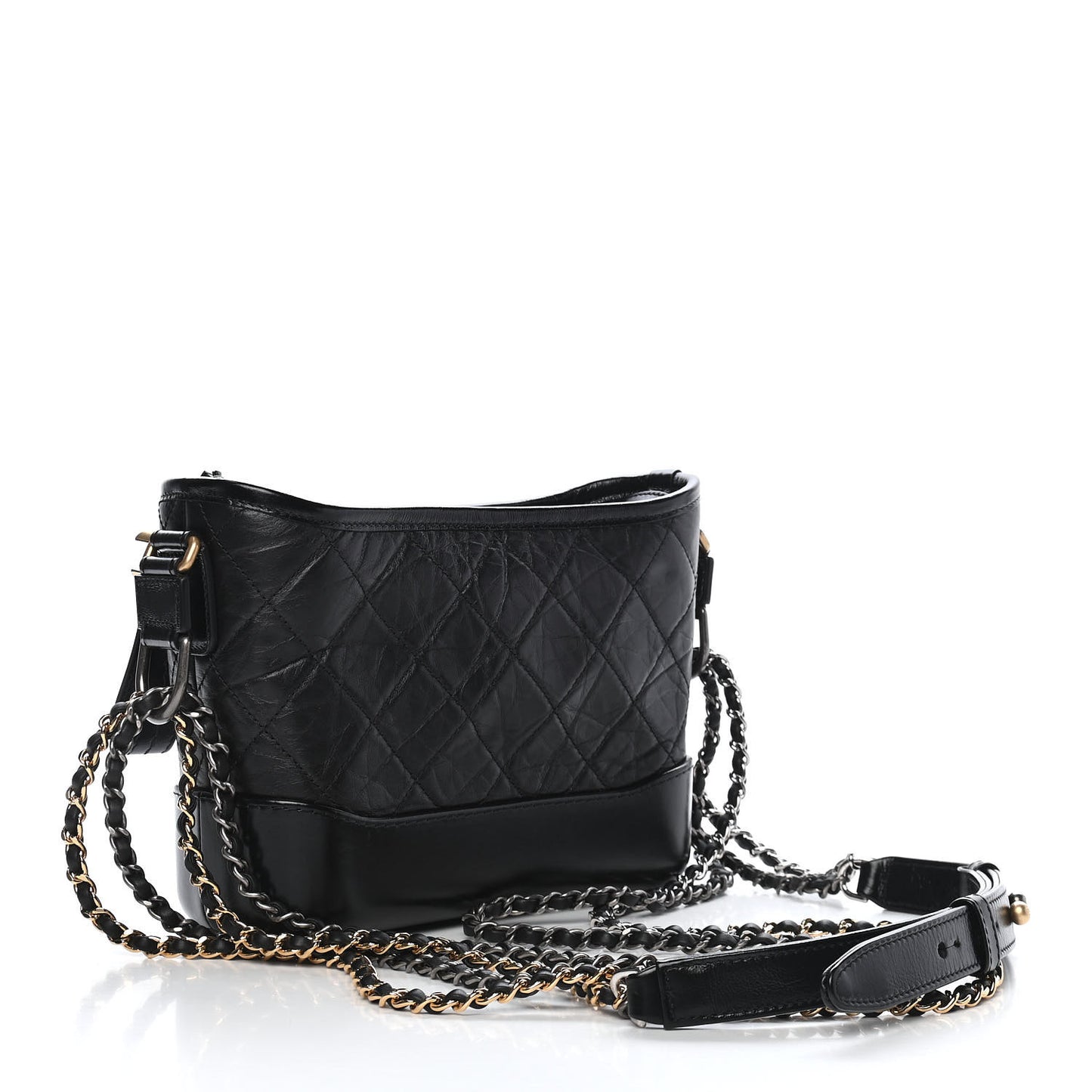 Aged Calfskin Quilted Small Gabrielle Hobo Black
