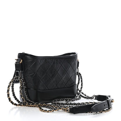 Chanel Aged Calfskin Quilted Small Gabrielle Hobo Black 3 of 9