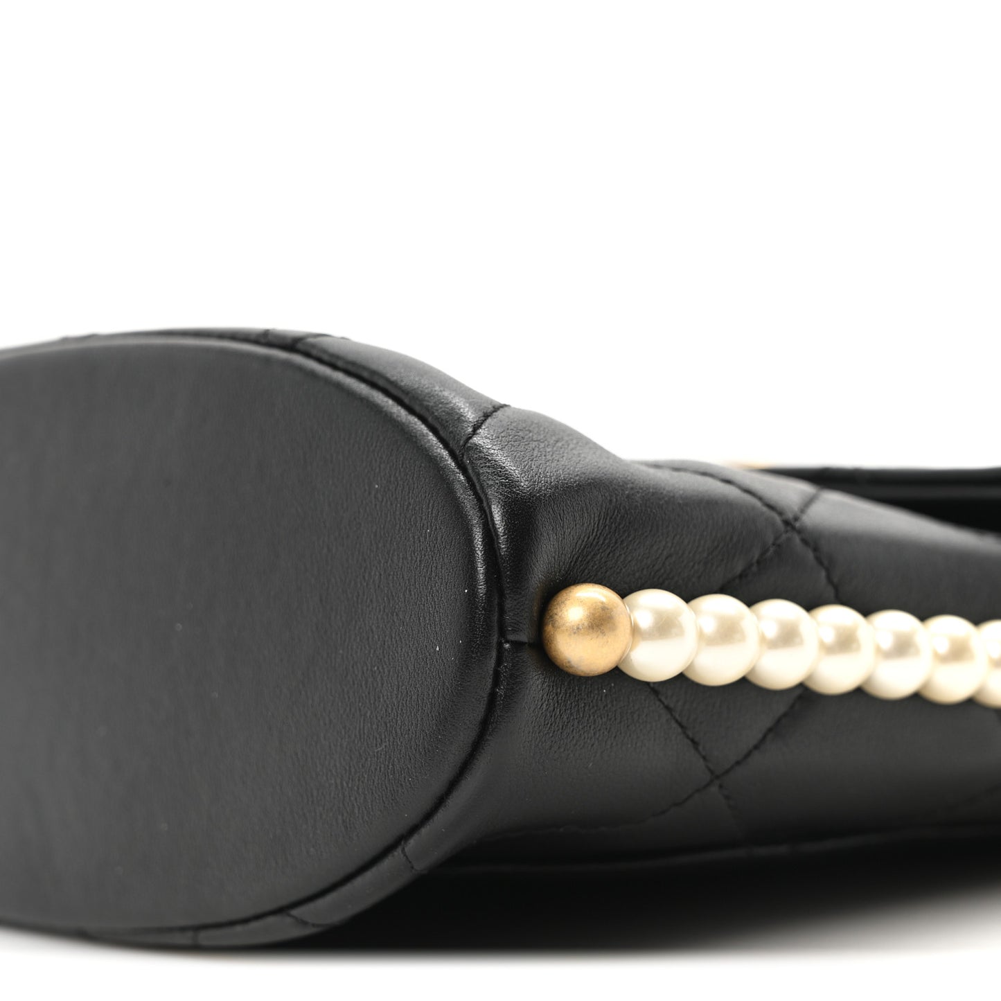 Calfskin Quilted Pearl Small About Pearls Hobo Bag Black