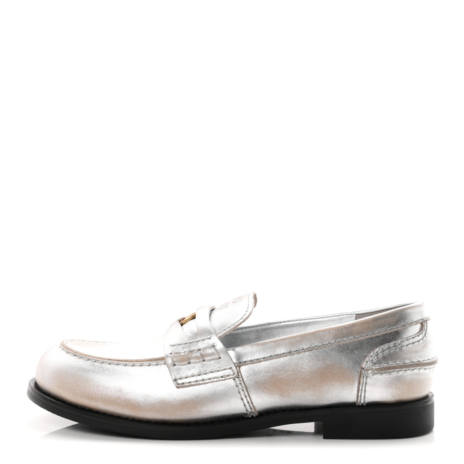 Miu Miu Vitello Deco Penny Loafer 39 Argento 1 of 10