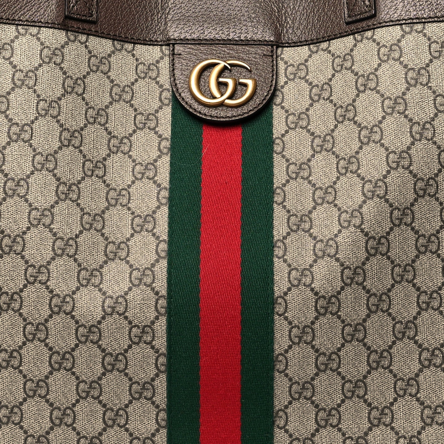 GG Supreme Monogram Web Ophidia Tote Brown