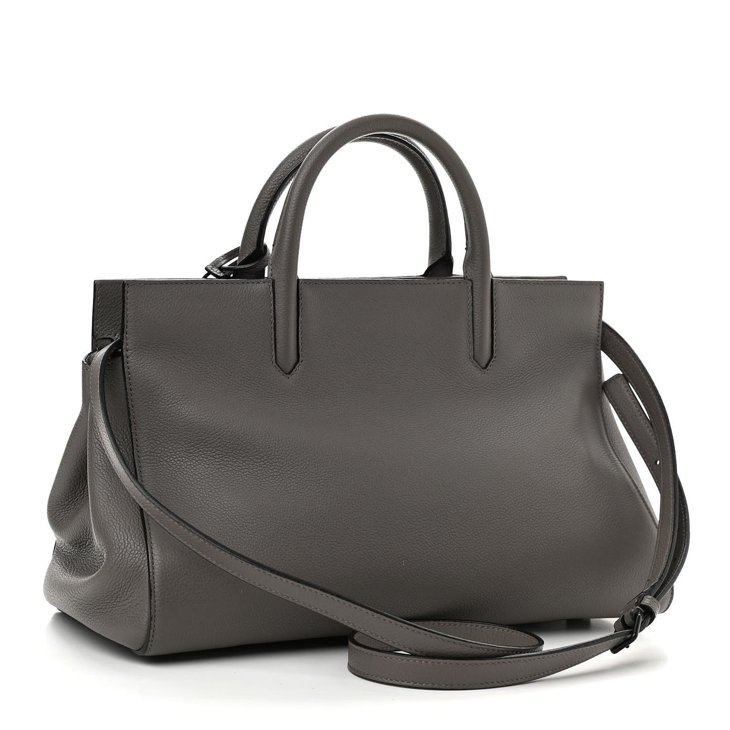 Grained Calfskin Small Cabas Rive Gauche Fog