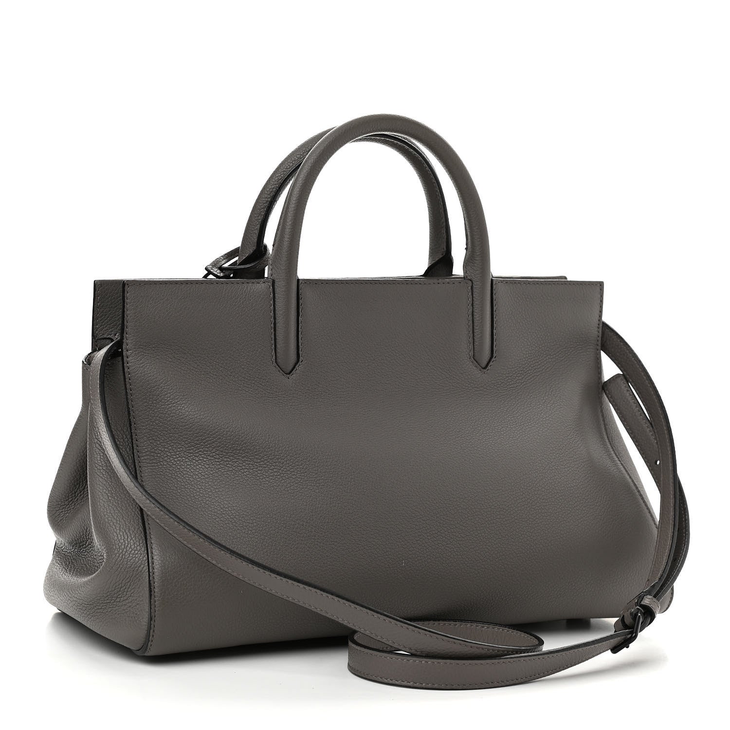 Saint Laurent Grained Calfskin Small Cabas Rive Gauche Fog 3 of 10