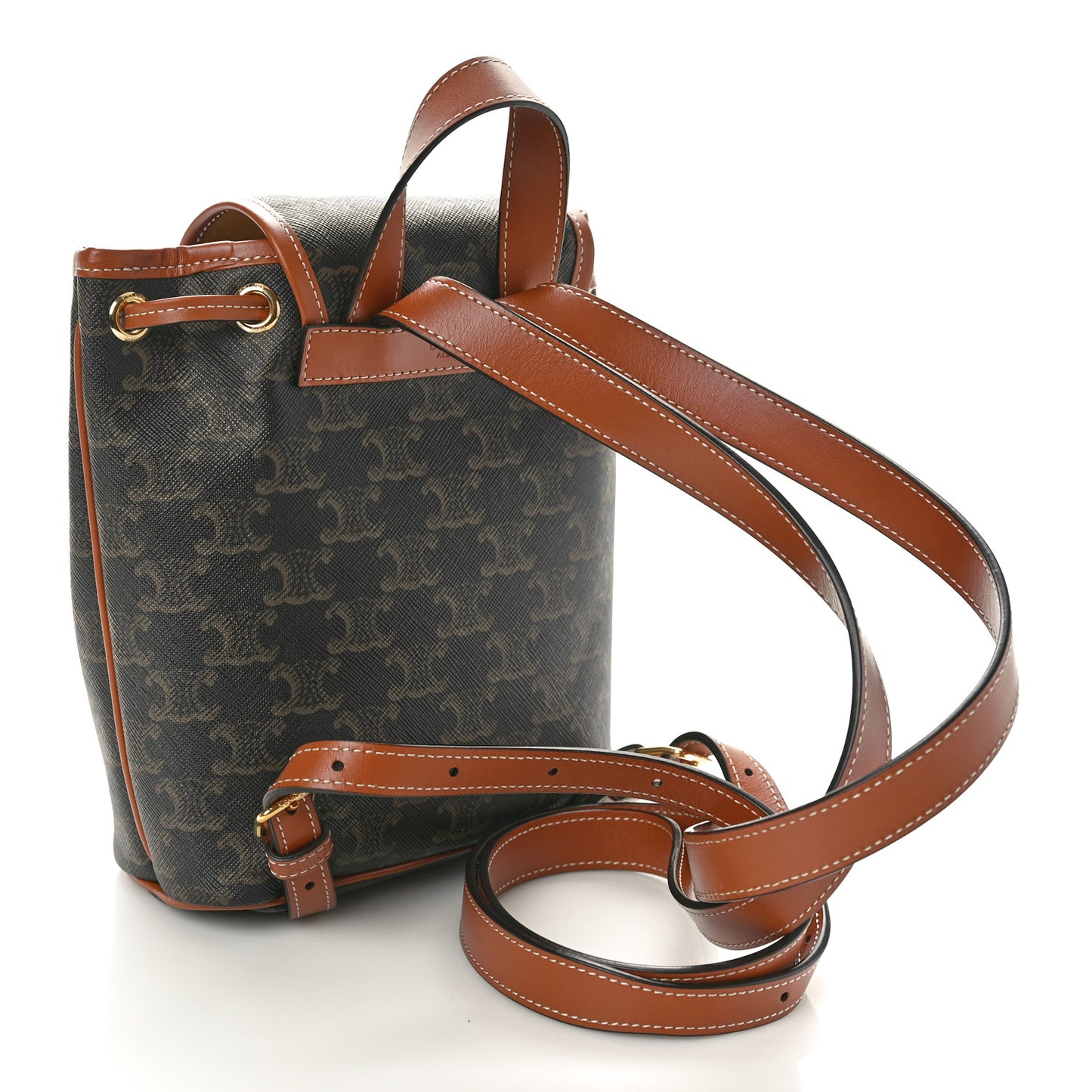 Triomphe Canvas Calfskin Mini Folco Backpack Tan