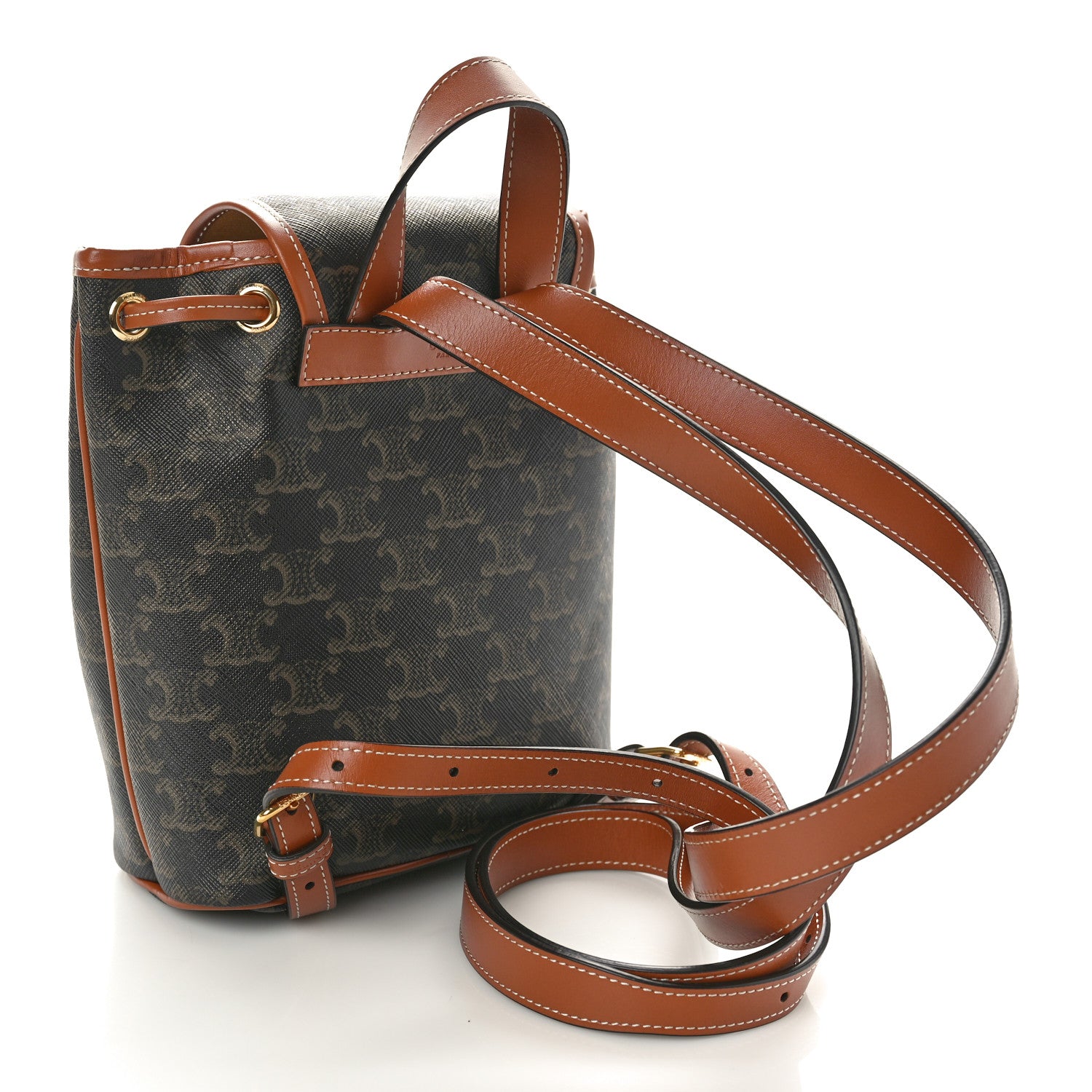 Celine Triomphe Canvas Calfskin Mini Folco Backpack Tan 3 of 9