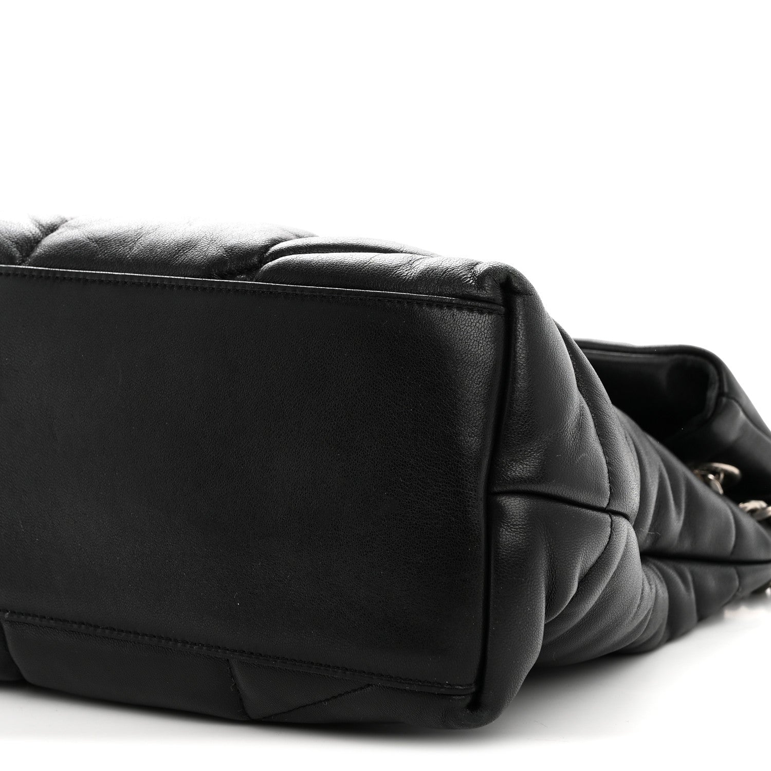 Saint Laurent Lambskin Quilted Medium Loulou Puffer Monogram Chain Satchel Black 11 of 11