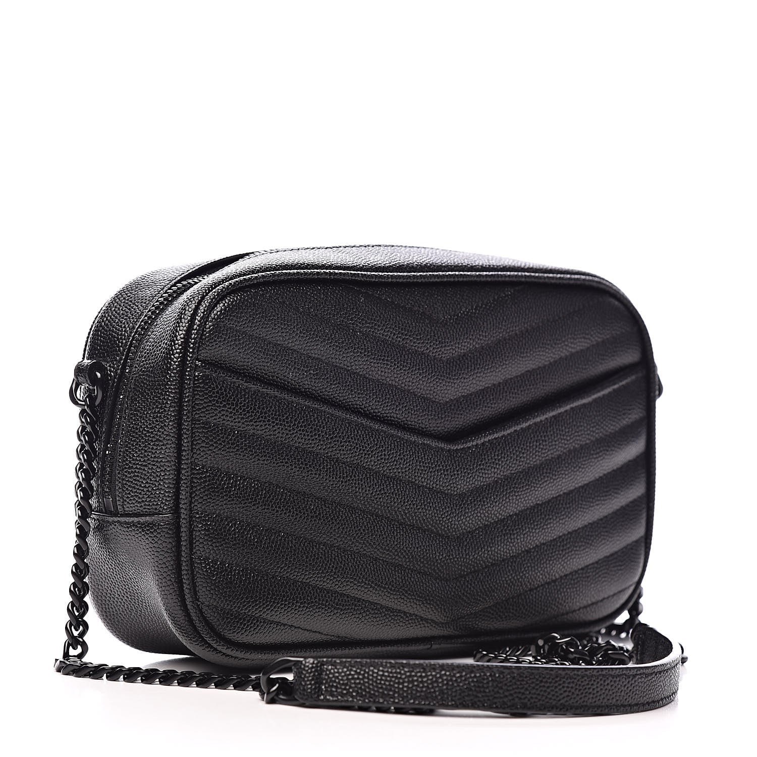 Saint Laurent Grain De Poudre Matelasse Monogram Mini Lou Camera Bag Black 3 of 11