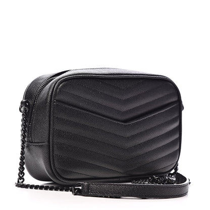 Saint Laurent Grain De Poudre Matelasse Monogram Mini Lou Camera Bag Black 3 of 11