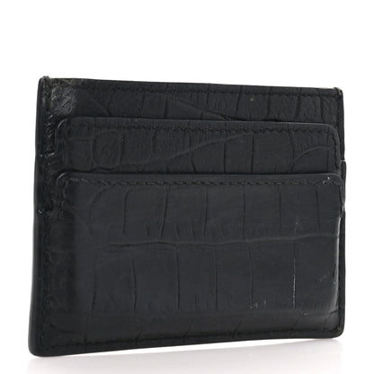 Alexander McQueen Calfskin Crocodile Embossed Skull Card Holder Black 3 of 8