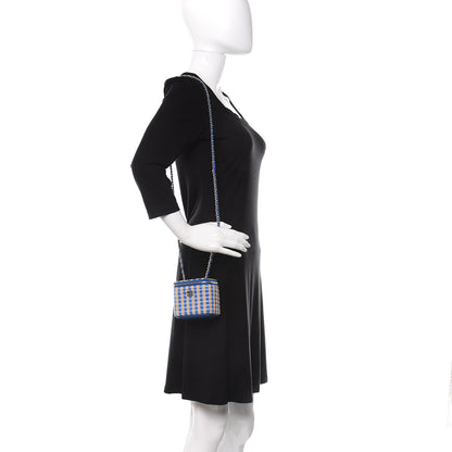 Chanel Raffia Jute Striped Mini Vanity Case With Chain Blue Beige 2 of 11