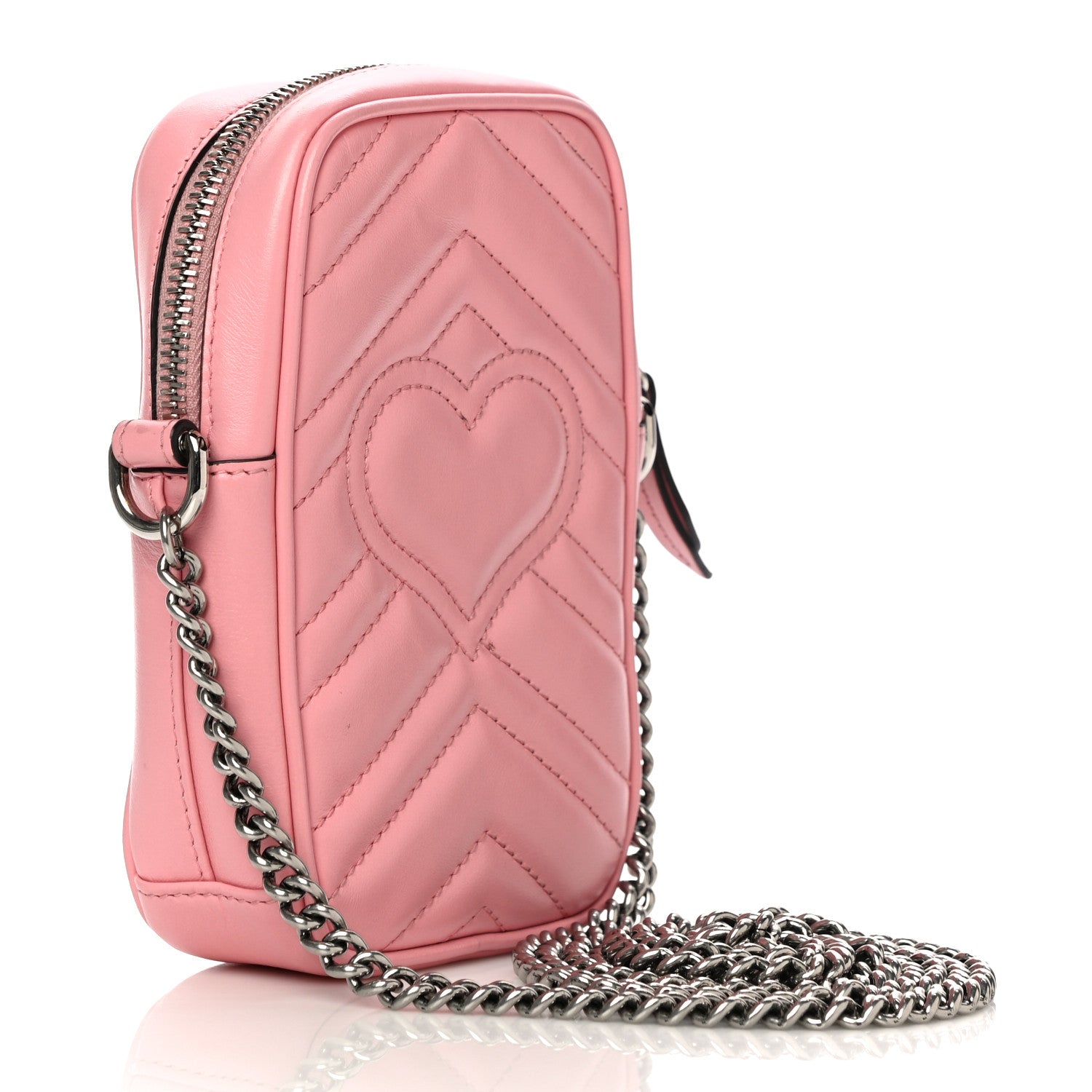 Gucci Calfskin Matelasse Mini GG Marmont Crossbody Bag Wild Rose 2 of 8