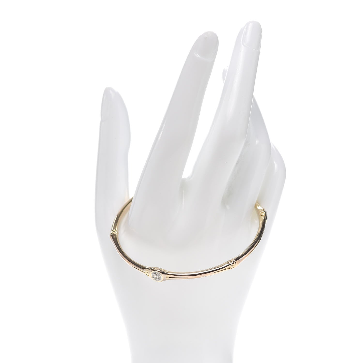 John Hardy 18K Yellow Gold Diamond Bamboo Bangle Bracelet 2 of 4