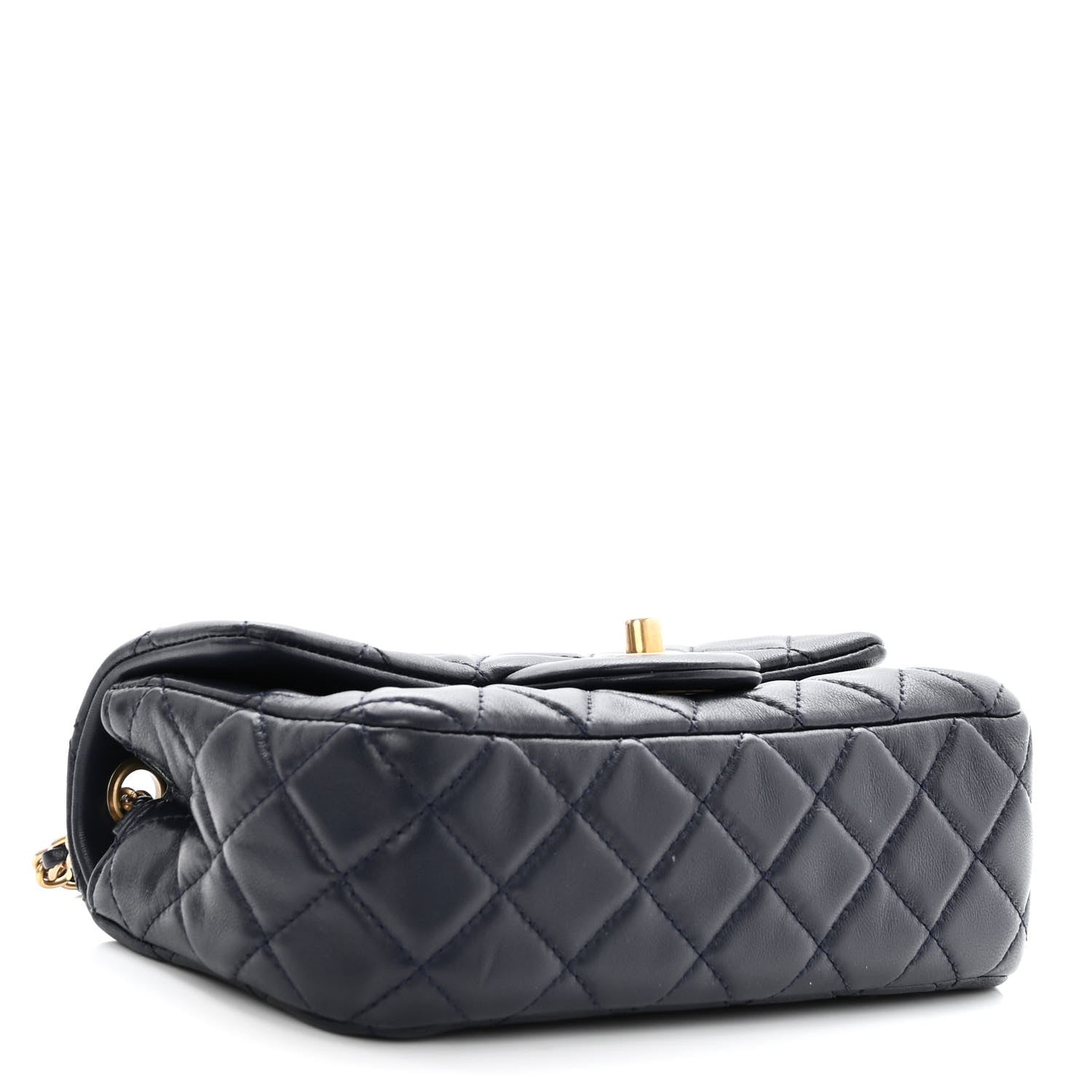 Chanel Lambskin Quilted Mini Pearl Crush Rectangular Flap Navy Blue 4 of 11