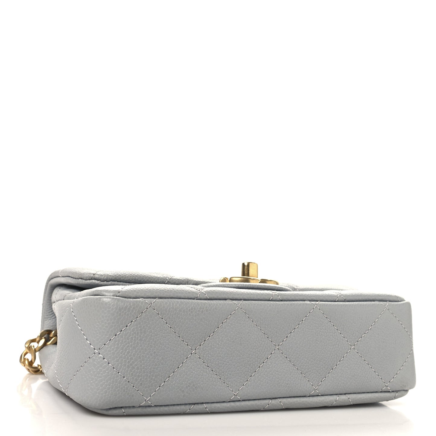 Caviar Quilted Mini Sweetheart Rectangular Flap Light Grey