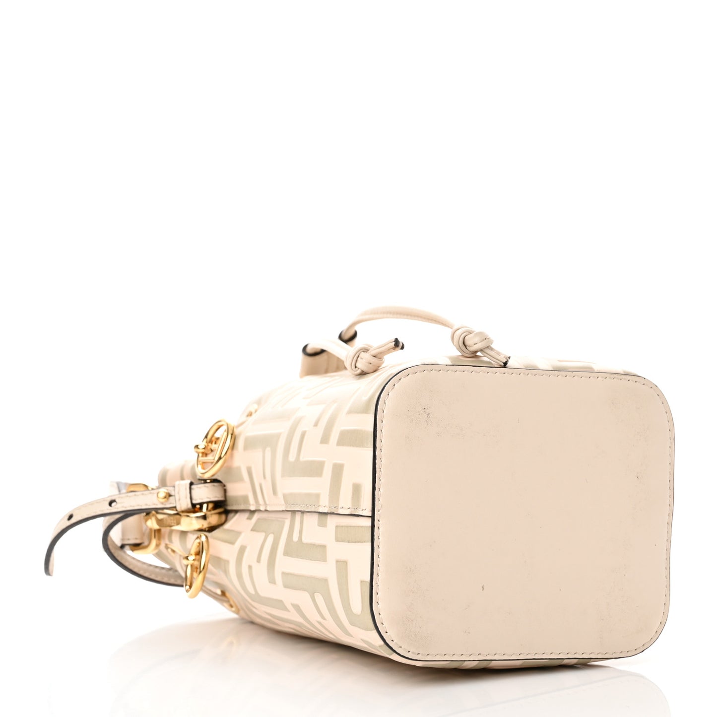 Vitello Liberty F is Fendi Bi-Color FF 1974 Embossed Mini Mon Tresor Bucket Bag Camelia Mandorlo